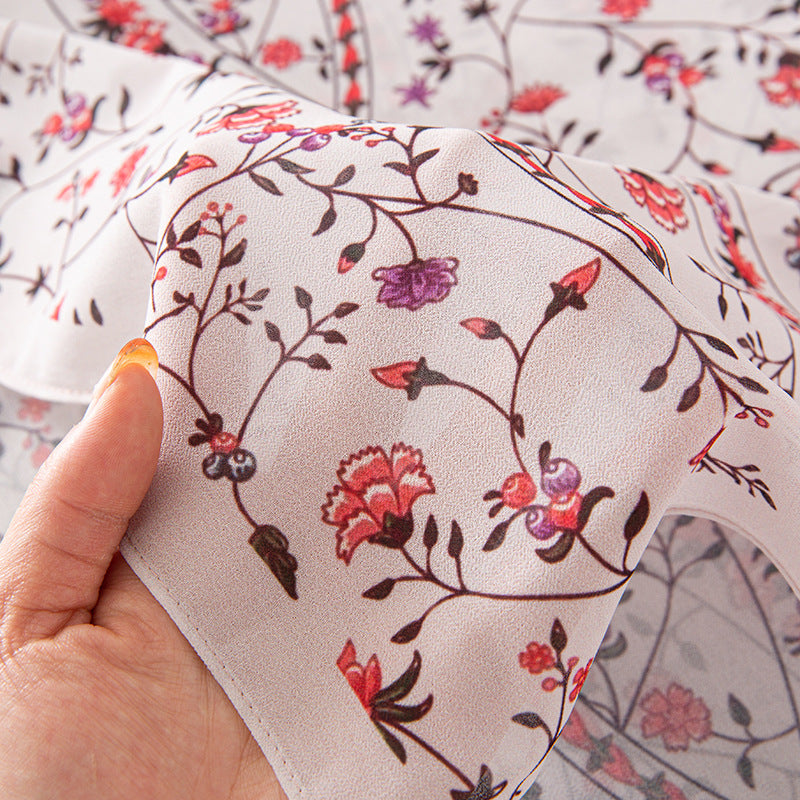 Bufanda larga de gasa con estampado floral de verano y primavera para mujer