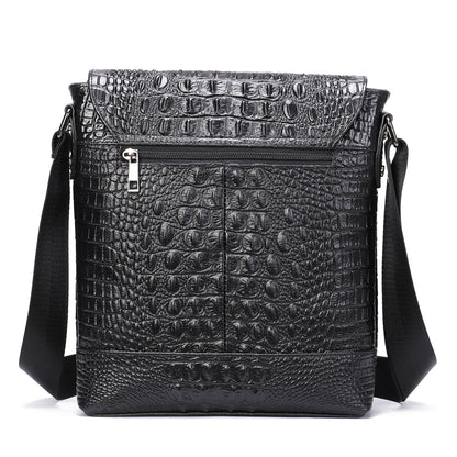 Sac bandoulière décontracté en cuir à motif crocodile pour homme
