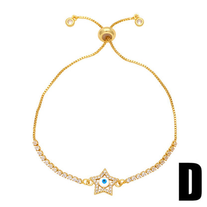 Pulsera geométrica de corazón, estrella y ojo de diablo para mujer