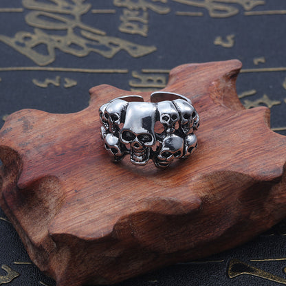 Anillos de metal unisex vintage con múltiples calaveras para Halloween