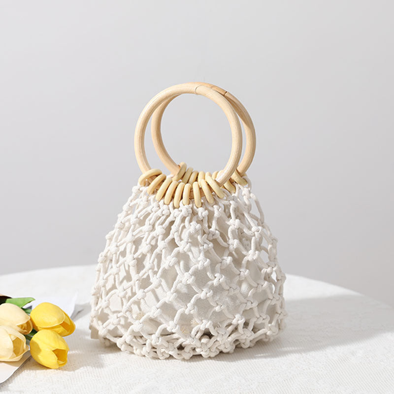 Bohemian Holiday Beach Woven Straw Tote Bag