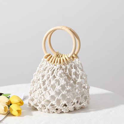 Bohemian Holiday Beach Woven Straw Tote Bag