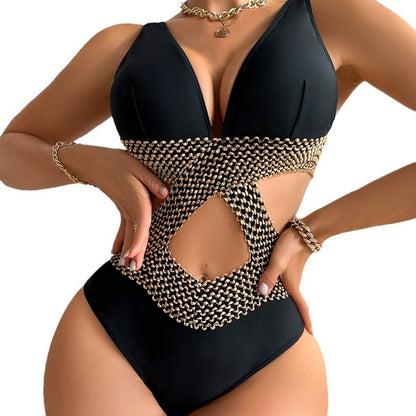 Traje de baño de una pieza con recortes sexy para mujer