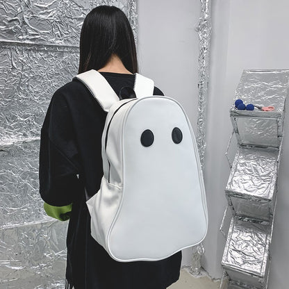 Mochila de piel sintética de gran capacidad con diseño de fantasma para mujer