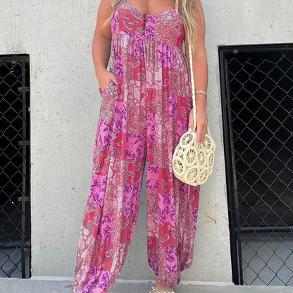 Combinaison florale taille haute pour femme grande taille
