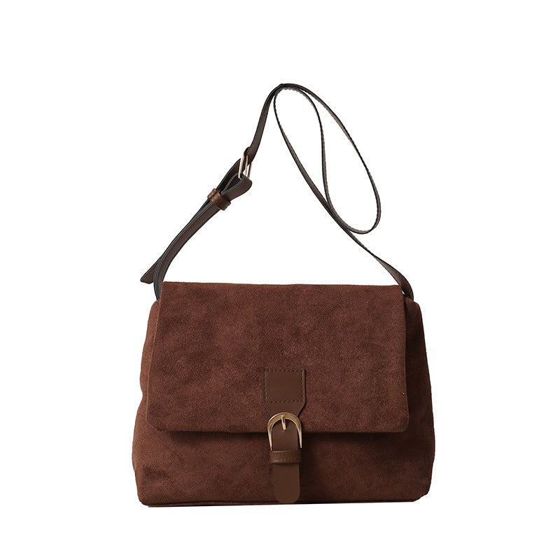 Bolso de hombro retro esmerilado para mujer, pequeño bolso cuadrado de cuero