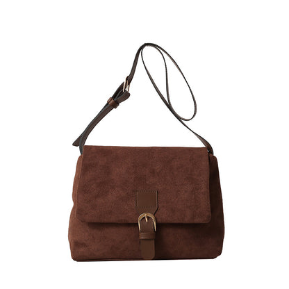 Bolso de hombro retro esmerilado para mujer, pequeño bolso cuadrado de cuero
