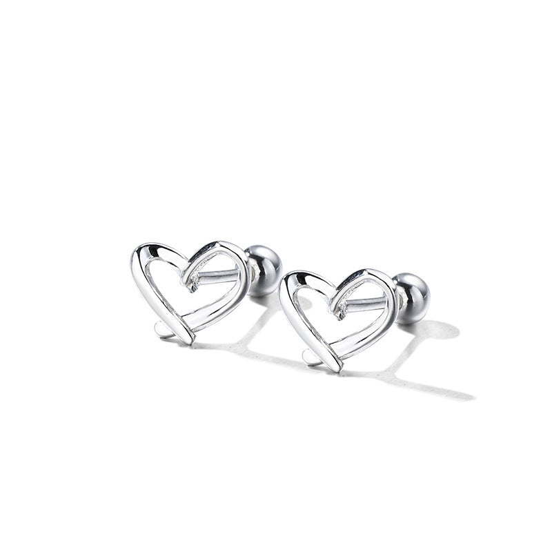 Pendientes de plata con forma de corazón calado para mujer, joyería elegante de plata