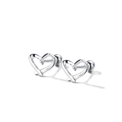 Pendientes de plata con forma de corazón calado para mujer, joyería elegante de plata