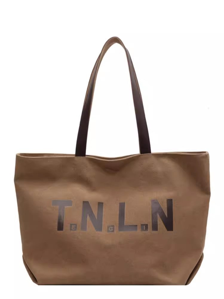 Bolso de mano de lona con estampado de letras informal a la moda para mujer