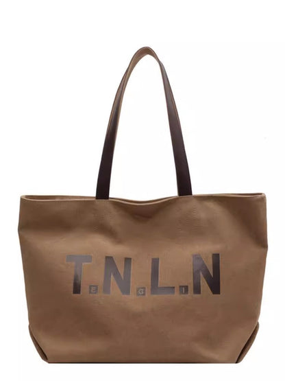 Bolso de mano de lona con estampado de letras informal a la moda para mujer