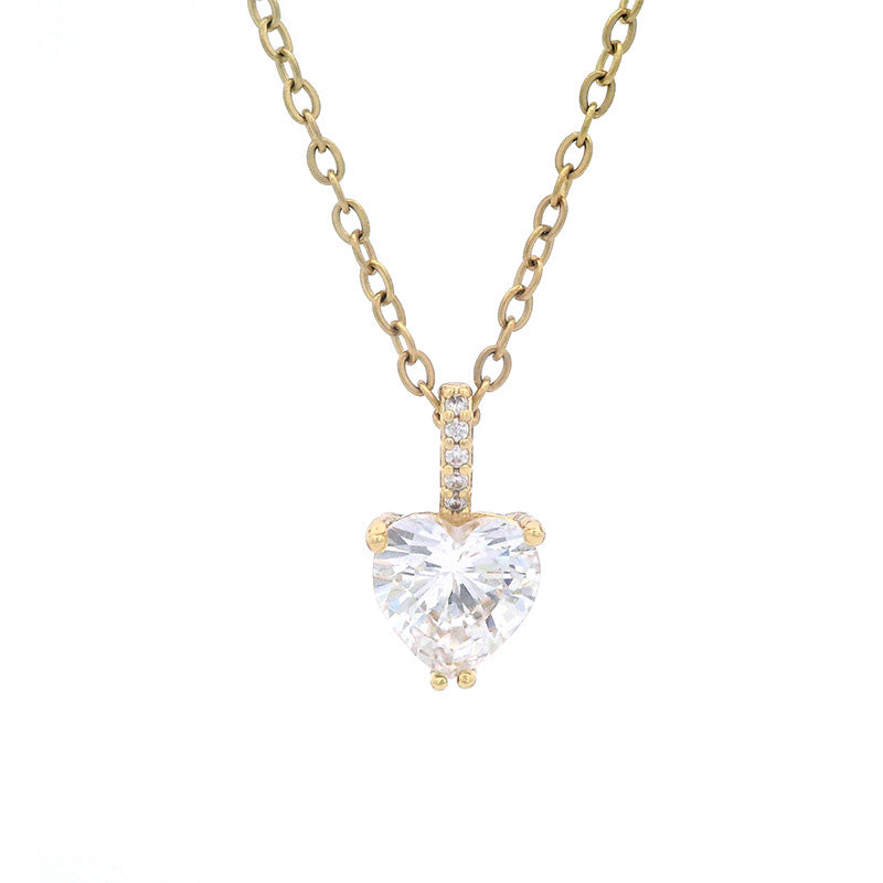 Collar con colgante de amor de circonitas microincrustadas de aleación simple para mujer