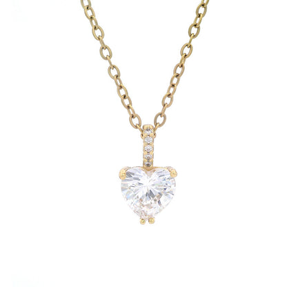 Collar con colgante de amor de circonitas microincrustadas de aleación simple para mujer