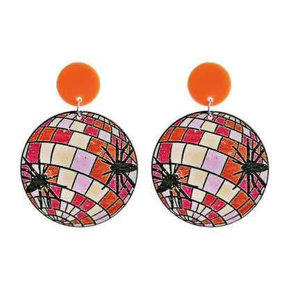 Halloween Women Funny Pumpkin Ghost Spider Earrings