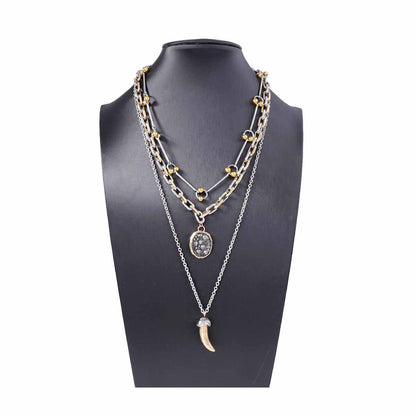 Conjunto de collar con colgante de cuerno de animal de aleación único y creativo para mujer