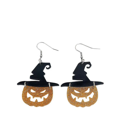 Pendientes acrílicos personalizados con sombrero de bruja de Halloween