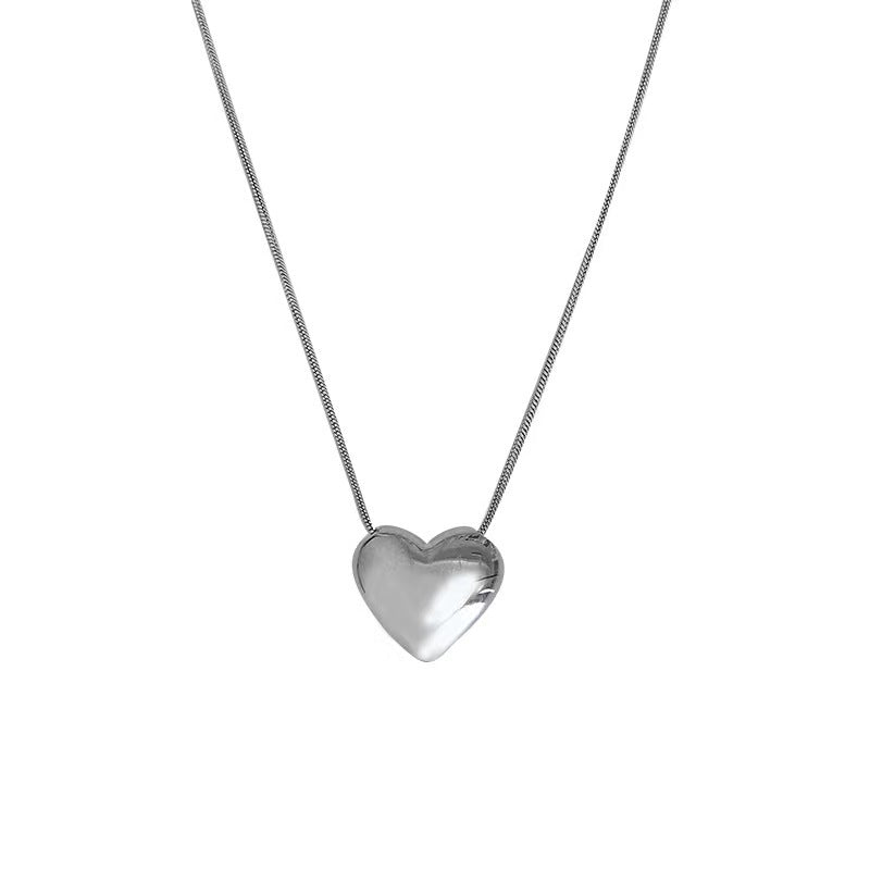 Collar con colgante de amor sencillo a la moda para mujer, cadena de corazón de acrílico