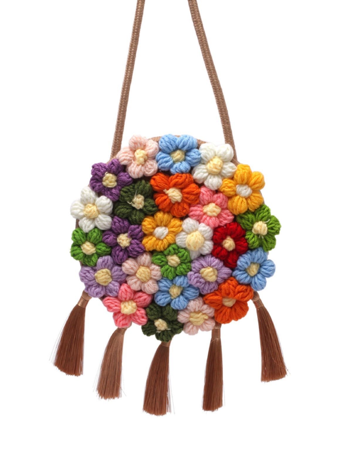 Bolso bandolera con borlas étnicas bohemias