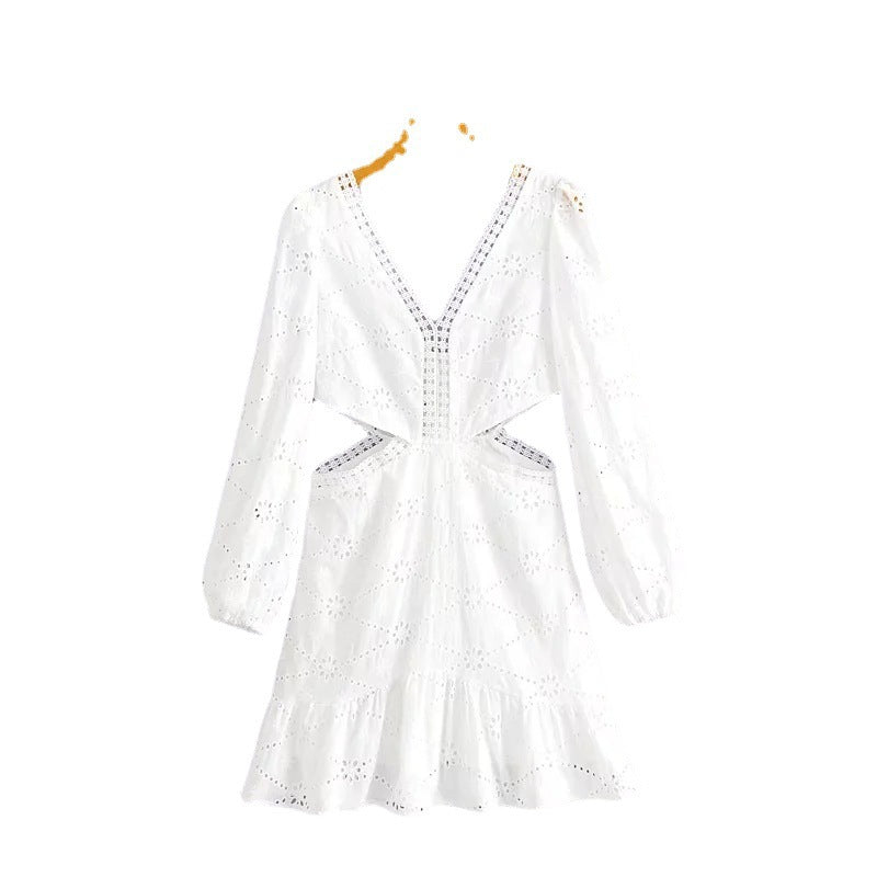 Robe à col en V découpée style vacances en bord de mer