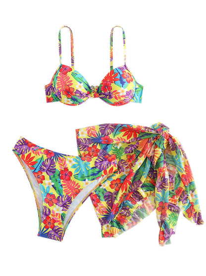 Ensemble de cache-maillots de bain sexy à imprimé floral pour femme