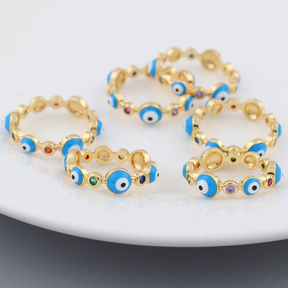 Simple Evil Eye Design Enamel Alloy Ring