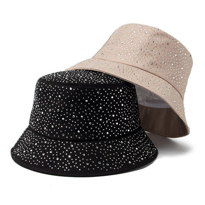 Women Simple Fashion Rhinestone Sunshade Bucket Hats