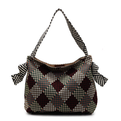 Bolso de hombro informal de gran capacidad con estampado de colores contrastantes para mujer