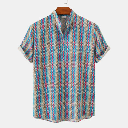Camisa con estampado de flores diminutas en 3D para hombre, ideal para vacaciones de verano