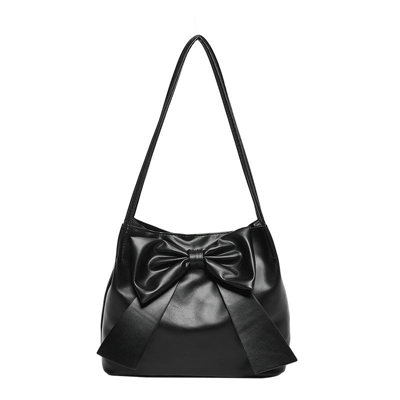 Bolso tote con lazo de color sólido de gran capacidad a la moda para mujer