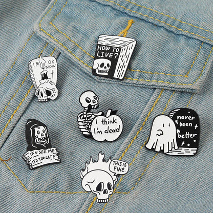 Halloween Women Fashion Dark Punk Skull Brooch