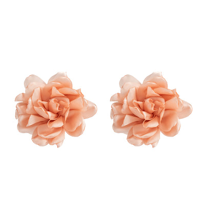 Exaggerated Fabric Floral Earrings Fashion Cloth Jewelry