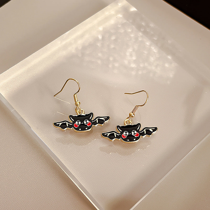 Pendientes de búho oscuro de Halloween con personalidad de moda para mujer