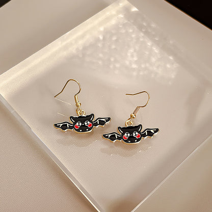 Pendientes de búho oscuro de Halloween con personalidad de moda para mujer