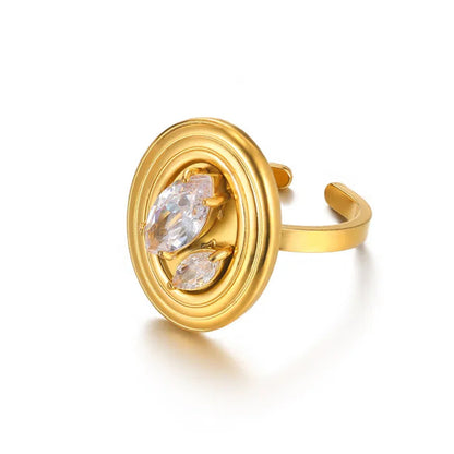 Anillo de amor con estrella de acero y titanio exagerado para mujer