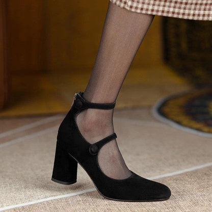 Summer Women Vintage Plus Size Hepburn Black Mary Jane Pumps