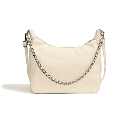 Bolso de hombro con cadena de gran capacidad, sencillo y de color sólido