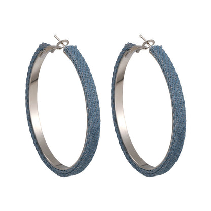 Boucles d'oreilles rondes en denim simples et tendance
