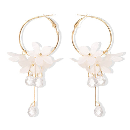 Women Fashion Elegant Solid Color Petal Drop Earrings