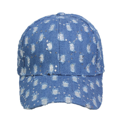 Fashion Casual Denim Rhinestone Sequins Baseball Cap