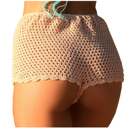 Pantalones cortos de crochet sexys hechos a mano para mujer