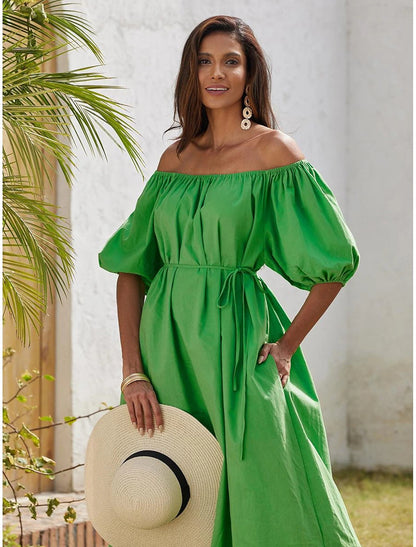 Robe longue décontractée d'été à épaules dénudées pour femme