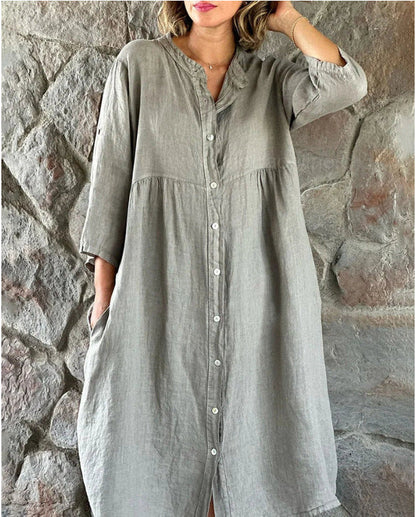 Vestido casual de lino y algodón para mujer