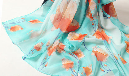 Bufanda de gasa con estampado de flores para primavera y verano