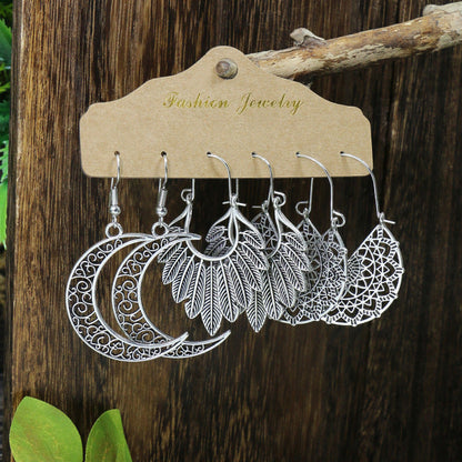 Conjunto de pendientes con borlas creativas retro de estilo étnico bohemio