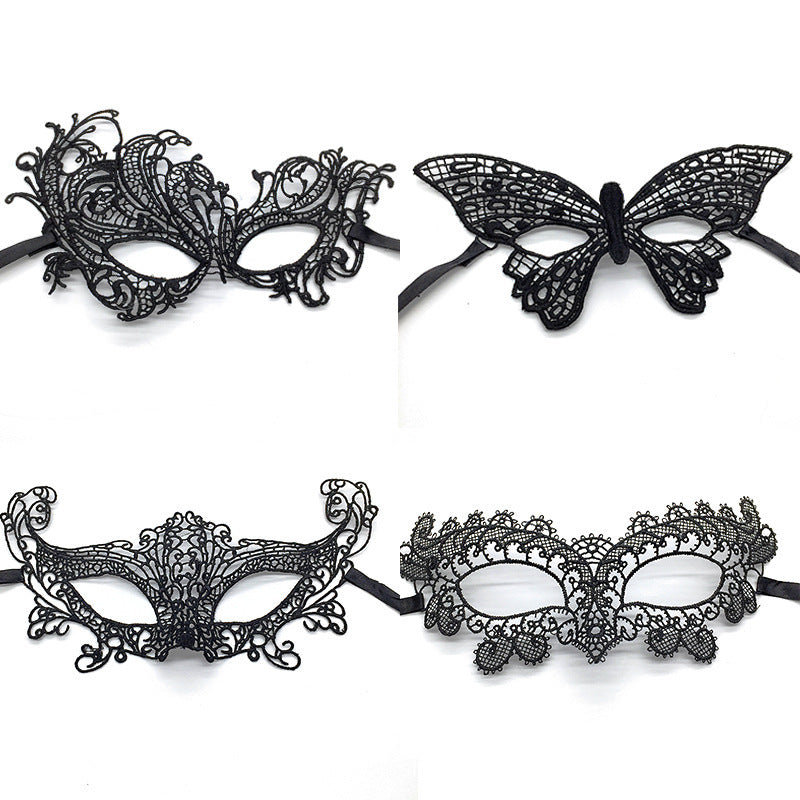 Masque de mascarade simple en dentelle noire pour femme, idéal pour une fête
