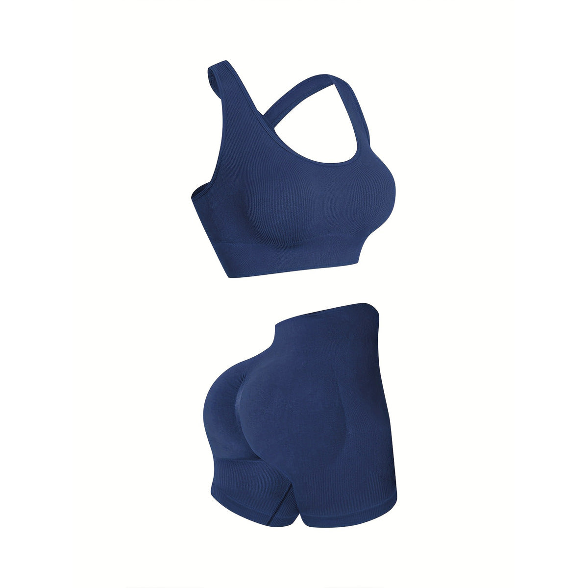 Women Yoga Solid Vest And Shorts Two-Piece Set