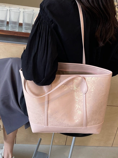 Women Fashionable Solid Color PU Tote Bag