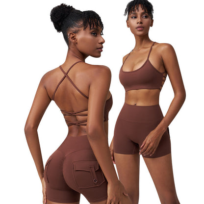 Solid Color Women's Yoga Two-Piece Sports Set