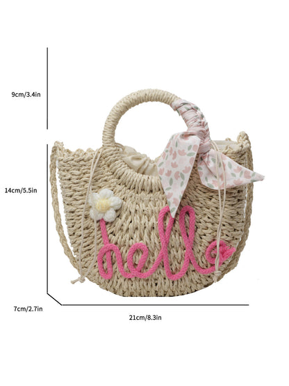 Women Fashion Casual Vacation Straw Woven Beach Handbag