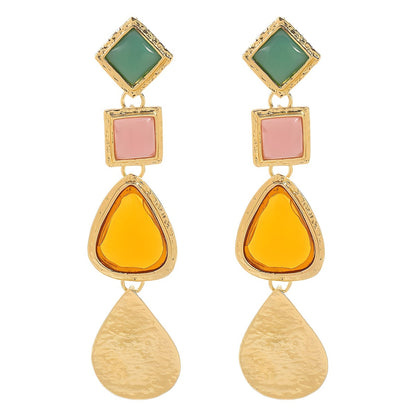 Women Fashion Irregular Geometric Earrings - Stylish Alloy Resin Statement Jewelry